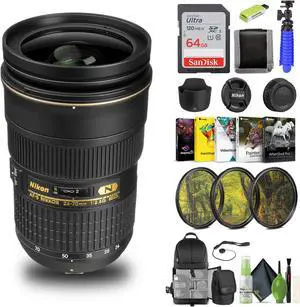 Nikon AF-S NIKKOR 24-70mm f/2.8G ED Lens (2164) + 64GB Memory Card + Filter Kit  - Bundle