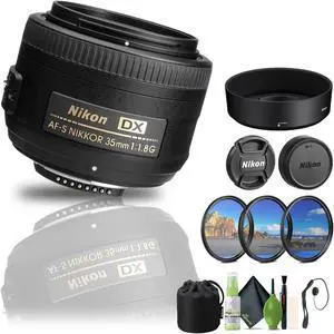 Nikon - AF-S DX NIKKOR 35mm f/1.8G Standard Lens (2183) + Filter Kit + Cap Keeper - Bundle