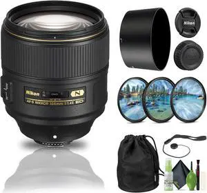 Nikon AF-S NIKKOR 105mm f/1.4E ED Lens (20064) + Filter Kit + Cap Keeper  - Bundle