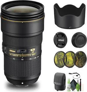 Nikon - AF-S NIKKOR 24-70mm f/2.8E ED VR Wide-Angle Zoom Lens (20052) + Filter Kit - Bundle