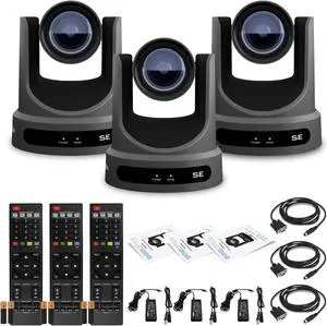 3 x PTZOptics Move SE PTZ Camera with 12x Optical Zoom (Gray) (PT12X-SE-GY-G3)