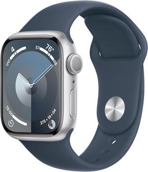 Apple Watch Series 9 [GPS 41mm] Smartwatch with Storm Blue Aluminum Case with Silver Sport Band M/L.
