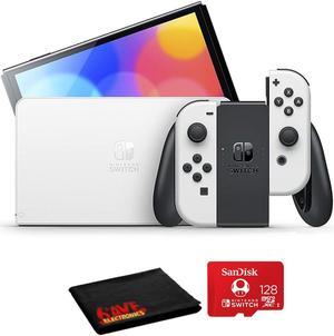 Nintendo Switch OLED Model w White JoyCons and 128GB Micro SDCard
