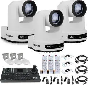3 x PTZOptics Move 4K PTZ Camera with 12x Zoom (White) (PT12X-4K-WH-G3) + SuperJoy PTZ Controller + 3 x Wall Mount