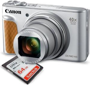 Canon PowerShot SX740 HS Digital Camera (Silver) with 64GB Card