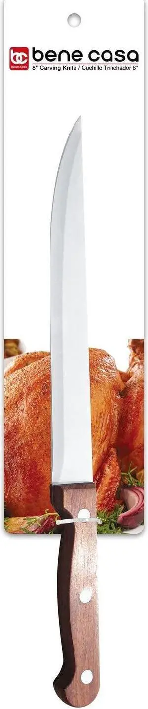 Bene Casa Chef knife with rosewood handle, stainless steel blade, full tang and triple riveted handle 8" Carving Knife