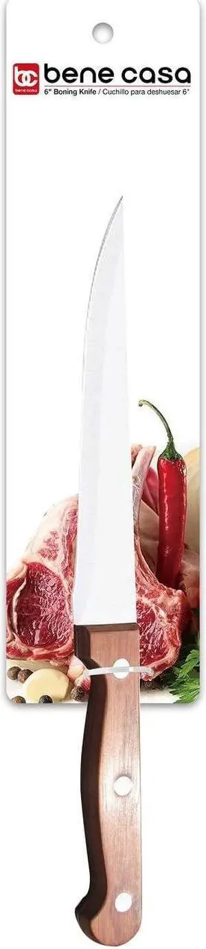 Bene Casa Chef knife with rosewood handle, stainless steel blade, full tang and triple riveted handle 6" Boning Knife