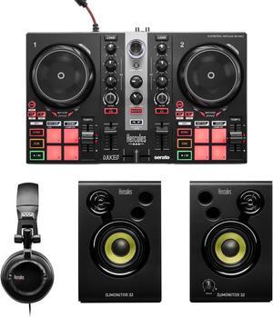 Hercules DJLearning Kit MK II including the DJ Inpulse 200 MK II controller, HD45 headphones and DJ Monitor 32 speakers