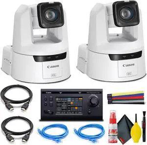 2 x Canon CR-N500 4K NDI PTZ Camera with 15x Zoom - Dual Bundle With Remote