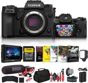 FUJIFILM X-H2 Mirrorless Camera (16757045) + 4K Monitor + Rode VideoMic + More
