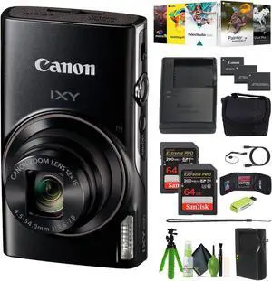 Canon Compact Digital Camera IXY 650 12x Optical Zoom IXY650 - Black - Bundle