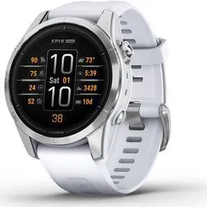 Garmin epix Pro (Gen 2) – Standard Edition, Silver with Whitestone Band, 42mm | Smart Watch 010-02802-00