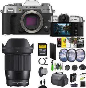 Fujifilm X-T50 Mirrorless Camera + Sigma 16mm Contemporary Lens+ More -Silver