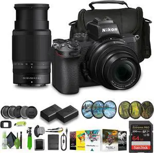 Nikon Z50 Compact Lightweight Mirrorless Camera with 16-50mm and 50-250mm Lenses (1632) Bundle