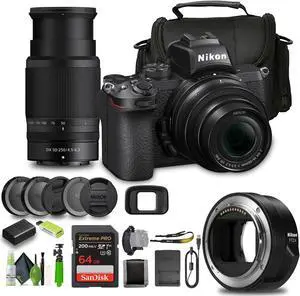 Nikon Z50 Compact Lightweight Mirrorless Camera with 16-50mm and 50-250mm Lenses (1632) Bundle