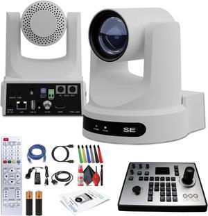 PTZOptics Move SE PTZ Camera with 30x Optical Zoom (White) (PT30X-SE-WH-G3) + PTZOptics PT-JOY-G4 Controller
