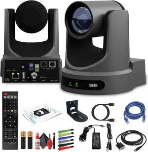 PTZOptics Move SE PTZ Camera with 30x Optical Zoom (Gray) (PT30X-SE-GY-G3) +  Wall Mount