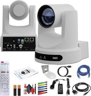 PTZOptics Move SE PTZ Camera with 30x Optical Zoom (White) (PT30X-SE-WH-G3) +  Wall Mount (White)