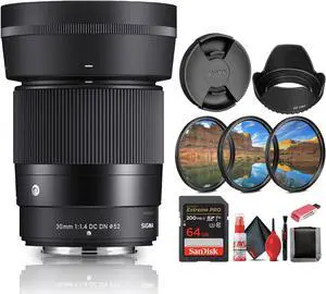 Sigma 30mm f/1.4 DC DN Contemporary Lens for Nikon Bundle