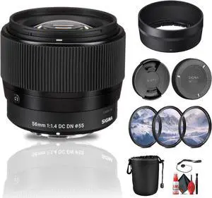 Sigma 56mm f/1.4 DC DN Contemporary Lens Four Thirds Mount Camera Bundle