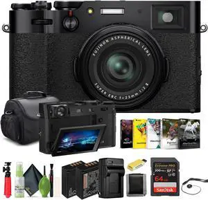 FUJIFILM X100VI Digital Camera (Black) (16821913) + 64GB Card + Advanced Bundle