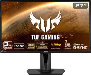 ASUS TUF Gaming 27 2K HDR Gaming Monitor VG27AQ  QHD 2560 x 1440 165Hz Supports 144Hz 1ms Extreme Low Motion Blur Speaker GSYNC Compatible VESA Mountable DisplayPort HDMI Black