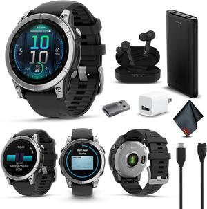 fenix E  47 mm, AMOLED, Stainless Steel with Black Silicone Band