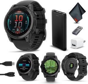 Garmin Fenix E 47MM GPS Smartwatch, Slate Gray Steel with Black Silicone Band