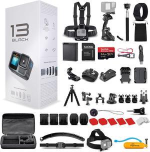 GoPro HERO13 Waterproof Action Camera + 64GB Card and 50 Piece Accessory Kit