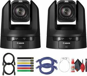 2 x Canon CR-N100 4K NDI PTZ Camera with 20x Zoom + 2 x HDMI Cable + More Bundle