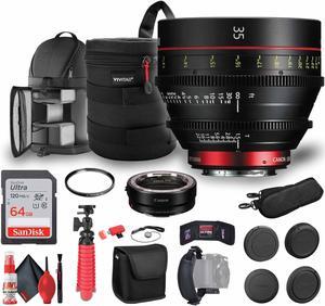 Canon CN-E 35mm T1.5 L F Cinema Lens (EF Mount) + Mount Adapter EF-EOS R + More Bundle