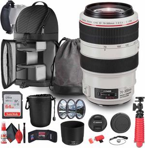 Canon EF 70-300mm f/4-5.6L IS USM Telephoto Zoom Lens + 64GB Memory Card + More