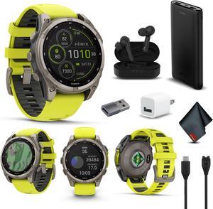 fenix 8  47 mm, Solar, Sapphire, Titanium with Amp Yellow/Graphite Silicone