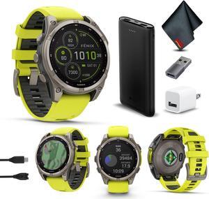 fenix 8  47 mm, Solar, Sapphire, Titanium with Amp Yellow/Graphite Silicone