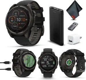 fenix 8 47mm Solar Sapphire Carbon Gray DLC Titanium with Black Gray Silicone