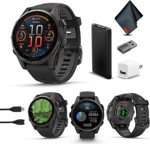 fenix 8 43mm AMOLED Sapphire Carbon Gray DLC Titanium with Black Gray Silicone
