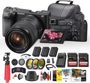 Sony a6400 Mirrorless Camera with 18-135mm Lens with Real-Time Eye Auto Focus - Bundle