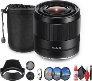Sony FE 28mm f/2 Lens (SEL28F20) + Filter Kit + Lens Pouch + Cap Keeper + More - Bundle