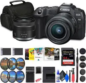 Canon EOS R8 Mirrorless Camera with RF 24-50mm Lens + 64GB Card + Bag + Charger + Battery + More
