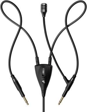 MEZE AUDIO | Boom Mic | Omnidirectional Clear Audio Plug-and-Play Boom Microphone | for Gaming and Remote Work | 3.5mm Male to Dual TS Mono 3.5mm Male Connector Plug | Cable Length 2.50m/8.2ft