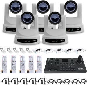5 x PTZOptics Move SE PTZ Camera with 12x Optical Zoom + PTZOptics SuperJoy PTZ Controller + 5 x Wall Mount