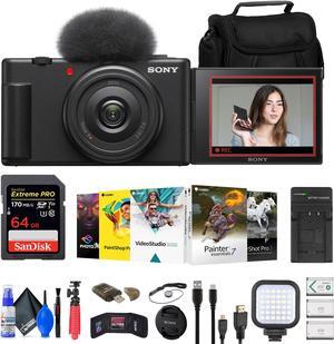 Sony ZV-1F Vlogging Camera (Black) (ZV1F/B) + Case + 64GB Card + Tripod + More