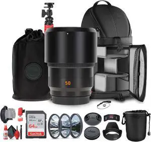 Leica APO-Summicron-SL 50mm f/2 ASPH. Lens + Sling Backpack + 64GB Memory Card + More