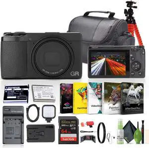 Ricoh GR III HDF Compact Portable Digital Camera + 64GB Memory Card + More