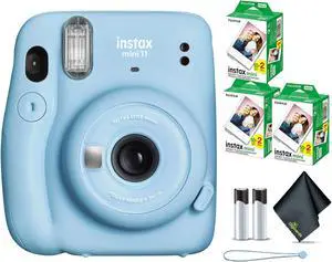 FUJIFILM INSTAX MINI 11 Instant Film Camera (Blue) Bundle with Fuji INSTAX MINI Instant Film- 60 Photo Sheets with Accessory Kit