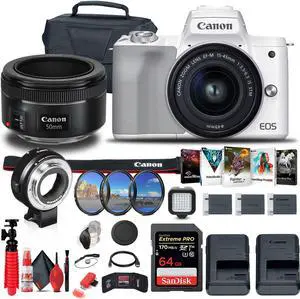 Canon EOS M50 Mirrorless Digital Camera with 15-45mm and 55-200mm Lenses Bundle