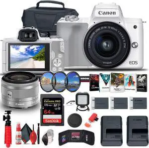 Canon EOS M50 Mirrorless Digital Camera with 15-45mm and 55-200mm Lenses Bundle