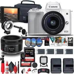 Canon EOS M50 Mirrorless Digital Camera with 15-45mm and 55-200mm Lenses Bundle