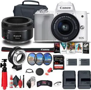 Canon EOS M50 Mirrorless Digital Camera with 15-45mm and 55-200mm Lenses Bundle