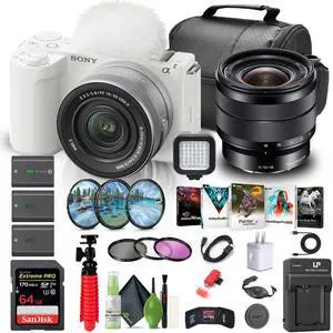 Sony Alpha ZV-E10 II Camera W/ 16-50mm Lens + Sony E 10-18mm Lens + 64GB + More